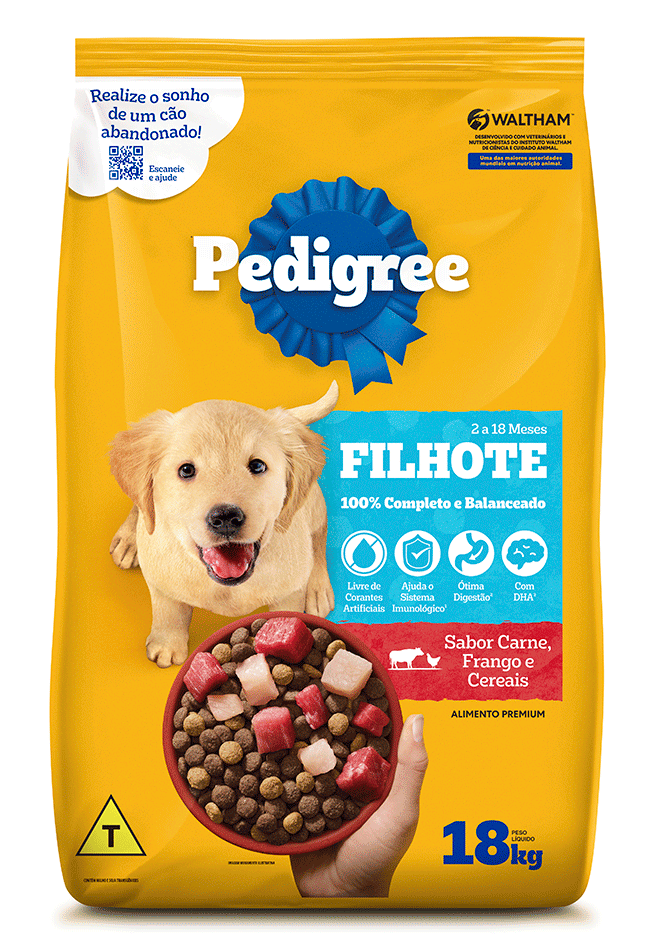 Ração Pedigree Carne Frango e Cereais Cães Filhotes - 18Kg