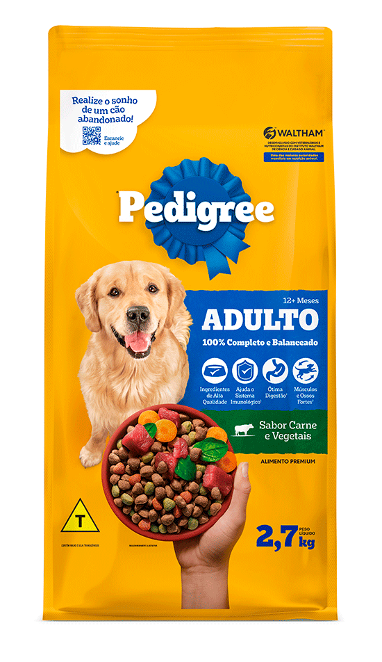 Ração Seca Pedigree Carne e Vegetais para Cães Adultos Raças Médias e Grandes - 2,7Kg