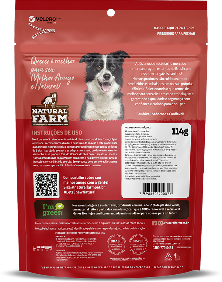 Petisco Natural Farm Filé Sassami para Cães - 114 g