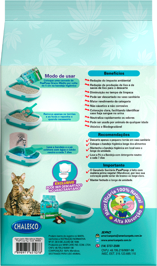 Granulado Mandioca Chalesco Médio Peepoop - 4Kg