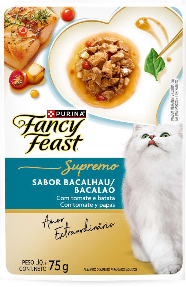 Racão Úmida Nestlé Purina Fancy Feast Supremo para Gatos sabor Bacalhau - 75 g