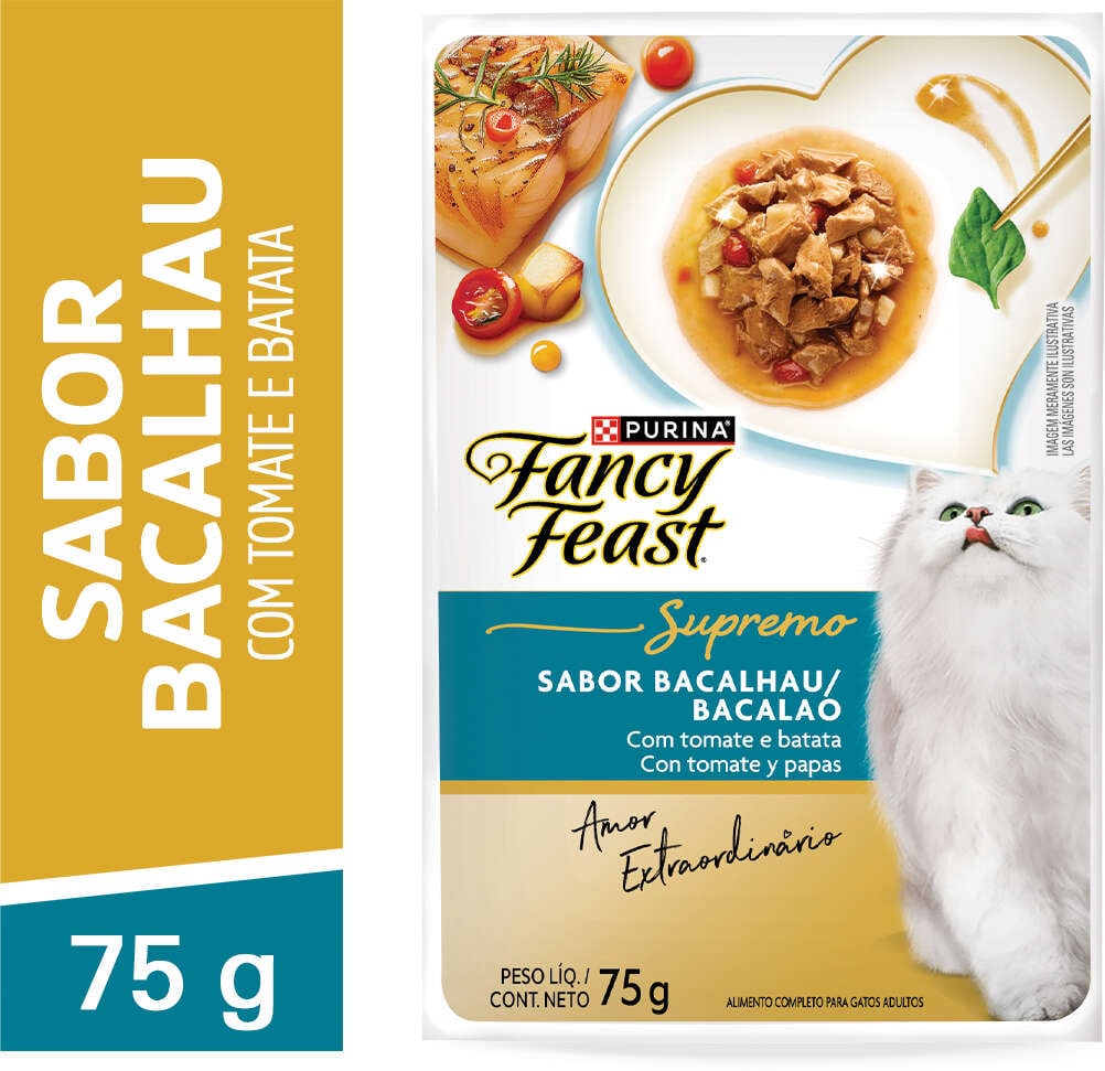 Racão Úmida Nestlé Purina Fancy Feast Supremo para Gatos sabor Bacalhau - 75 g