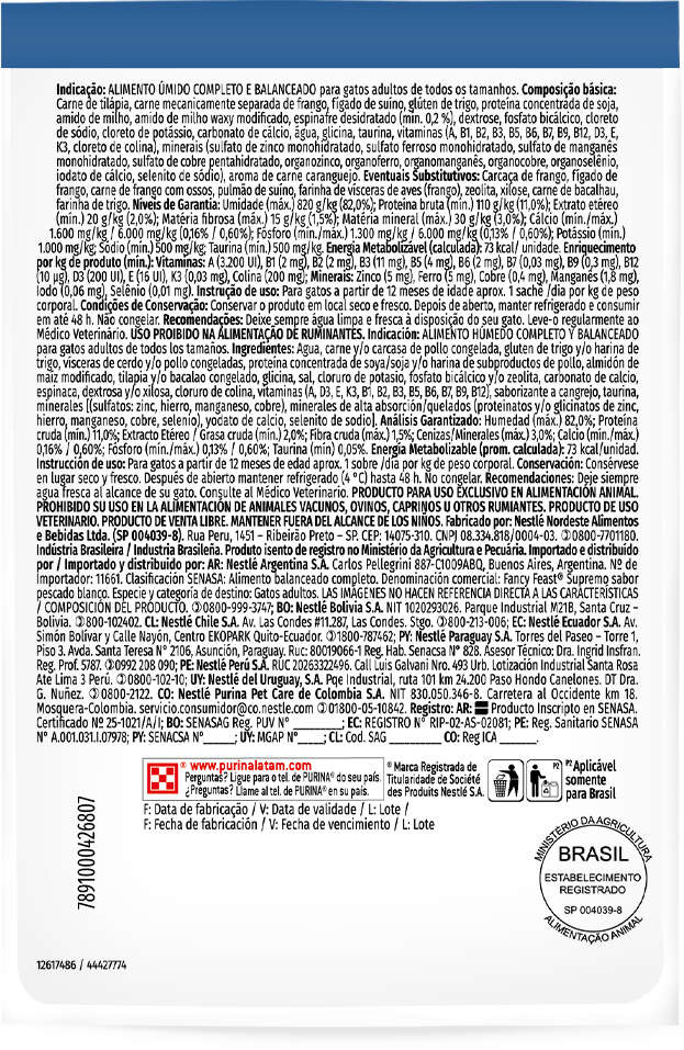 Racão Úmida Nestlé Purina Fancy Feast Supremo para Gatos sabor Peixe Branco - 75 g