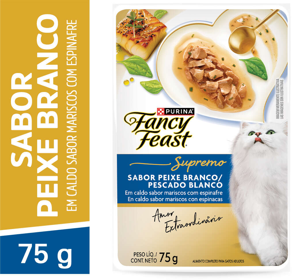 Racão Úmida Nestlé Purina Fancy Feast Supremo para Gatos sabor Peixe Branco - 75 g