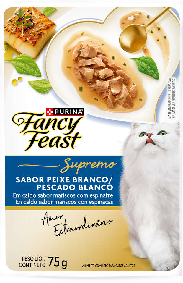 Racão Úmida Nestlé Purina Fancy Feast Supremo para Gatos sabor Peixe Branco - 75 g