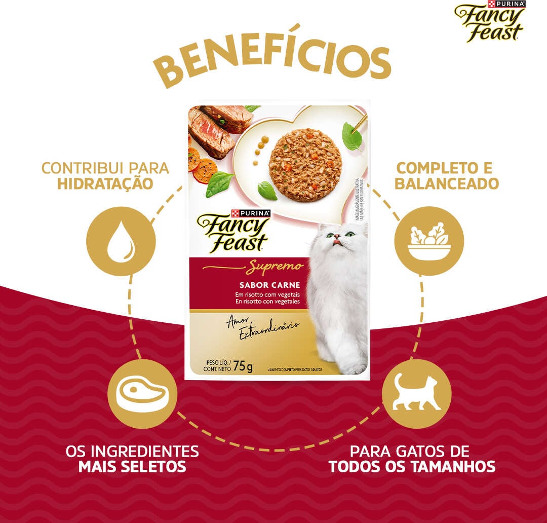 Racão Úmida Nestlé Purina Fancy Feast Supremo para Gatos sabor Carne - 75 g
