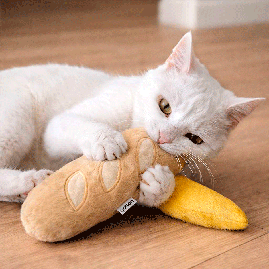 Brinquedo CatFood Big Baguete e Banana Pelúcia com Catnip para Gatos - Tam. Único