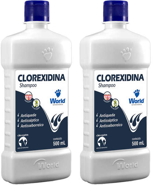 Shampoo World Veterinária Dug's Clorexidina 500mL Cães & Gatos - 2 Unidades (1000 mL)