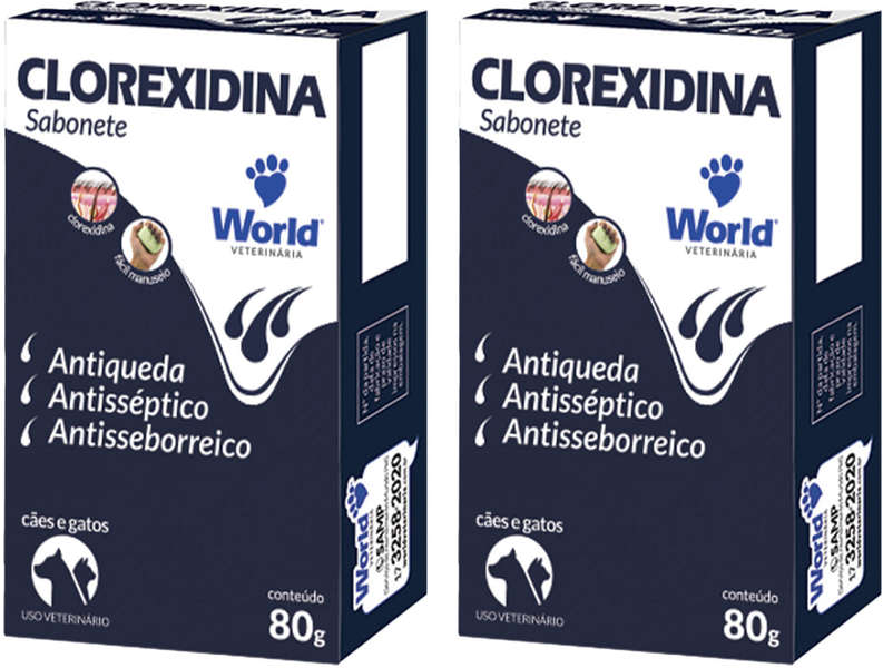 Sabonete World Veterinária Dug's Clorexidina 80 g Cães e Gatos - 2 Unidades (160 g)