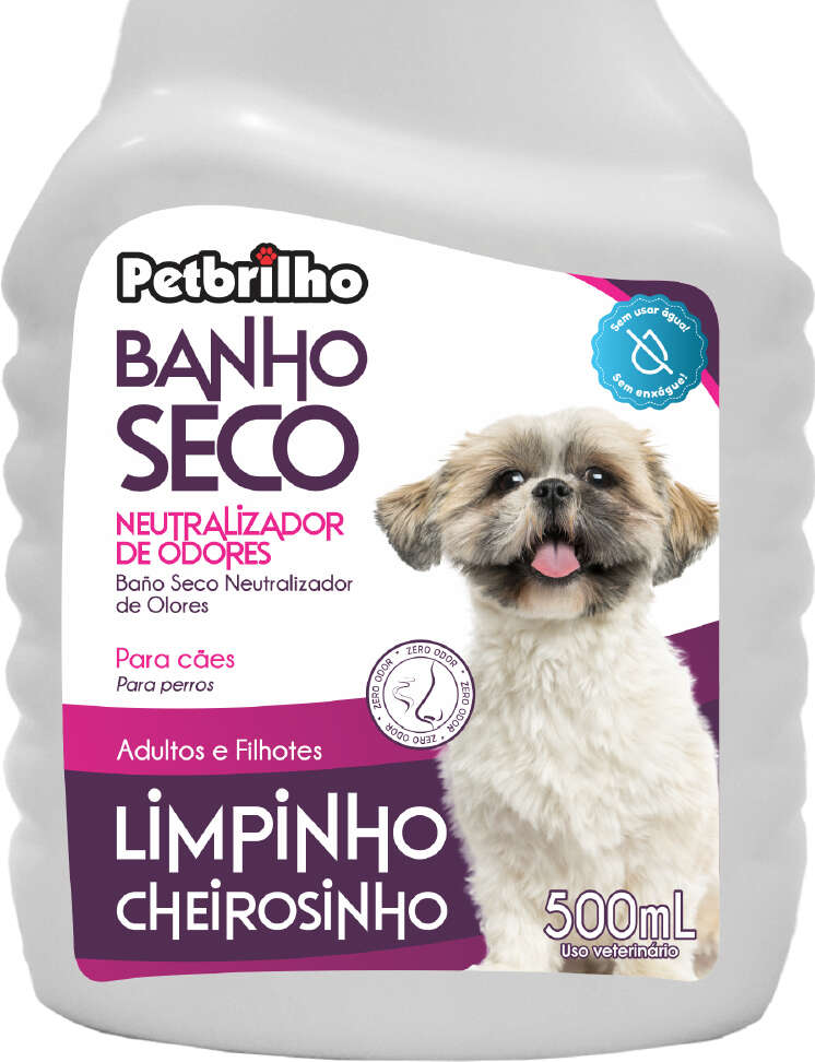 Banho a Seco Petbrilho Neutralizador de Odores para Cães e Gatos - 500 mL