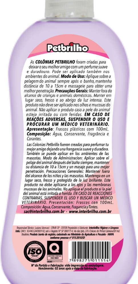 Colônia Petbrilho Fêmea - 100 mL