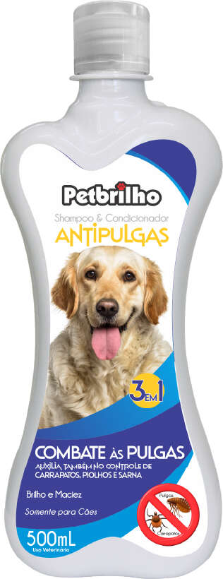 Shampoo e Condicionador Petbrilho Antipulgas 3 em 1 - 500 mL