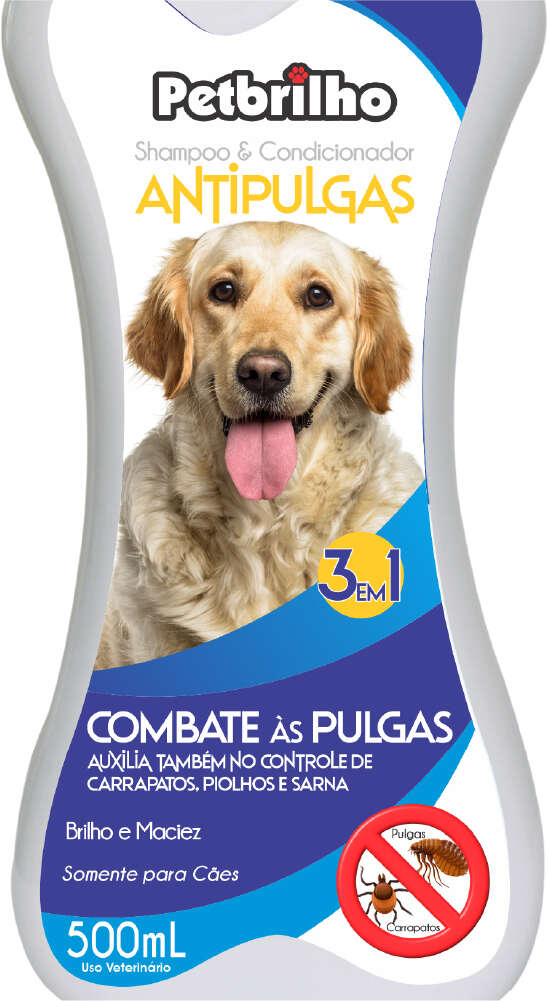 Shampoo e Condicionador Petbrilho Antipulgas 3 em 1 - 500 mL