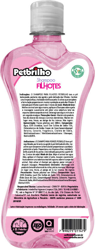 Shampoo Petbrilho Filhotes - 500 mL