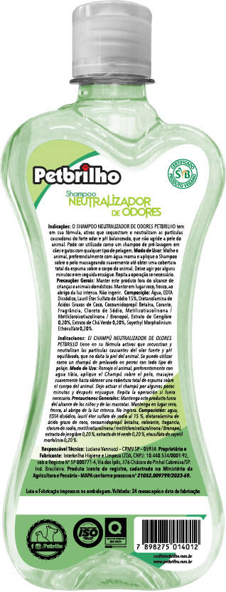 Shampoo Petbrilho Neutralizador de Odores - 500 mL