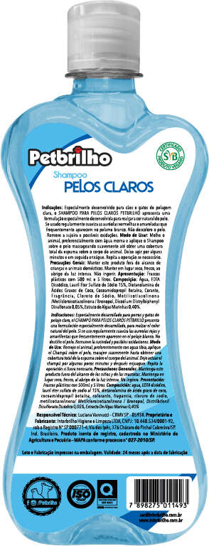 Shampoo Petbrilho Pelos Claros - 500 mL