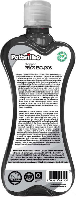 Shampoo Petbrilho Pelos Escuros - 500 mL