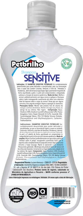 Shampoo Petbrilho Sensitive para Cães e Gatos - 500 mL