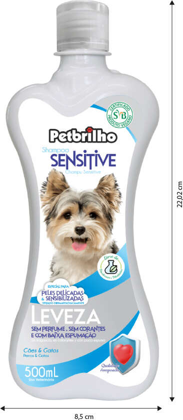 Shampoo Petbrilho Sensitive para Cães e Gatos - 500 mL