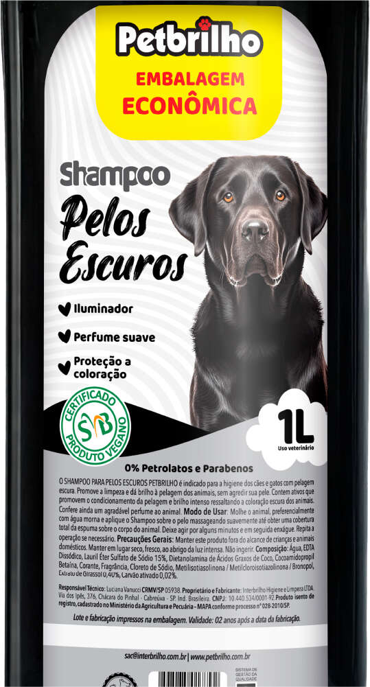 Shampoo Petbrilho Pelos Escuros - 1 Litro