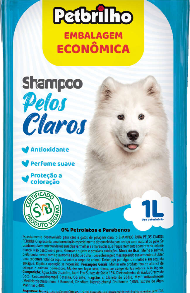 Shampoo Petbrilho Pelos Claros - 1 Litro