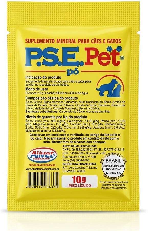 Suplemento Mineral Alivet P.S.E. Pet pó - 10 g