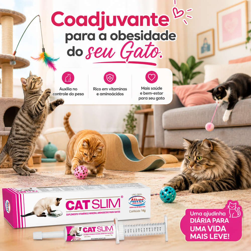 Suplemento Vitamínico Mineral Aminoácido Alivet Cat Slim Pasta - 14 g