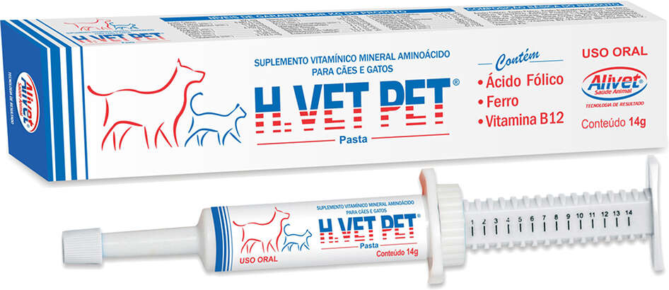 Suplemento Vitamínico Alivet H-Vet Pet Pasta para Cães e Gatos - 14 g