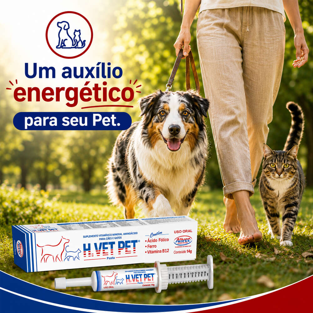Suplemento Vitamínico Alivet H-Vet Pet Pasta para Cães e Gatos - 14 g