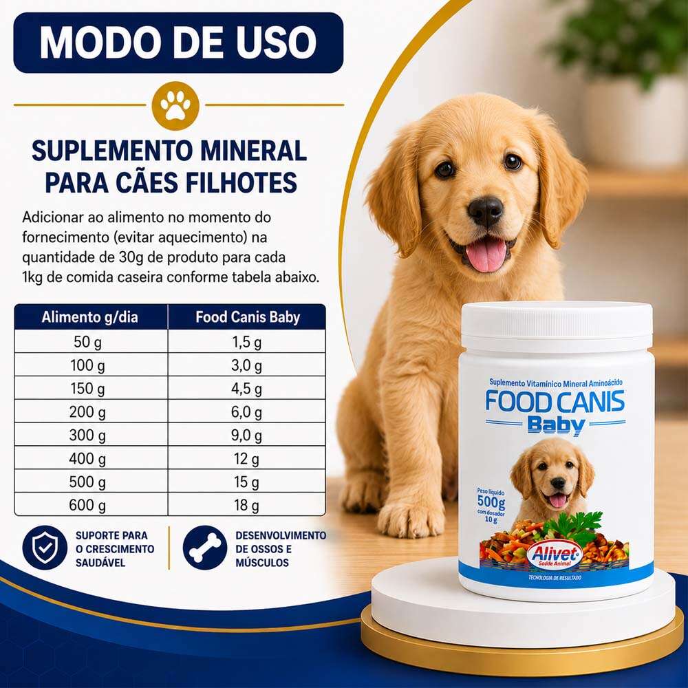 Suplemento Vitamínico Alivet Food Canis Baby para Cães Filhotes - 500 g