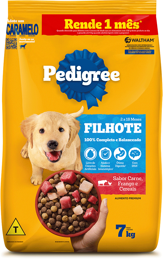 Ração Seca Pedigree para Cães Filhotes Raças Médias e Grandes - 7Kg