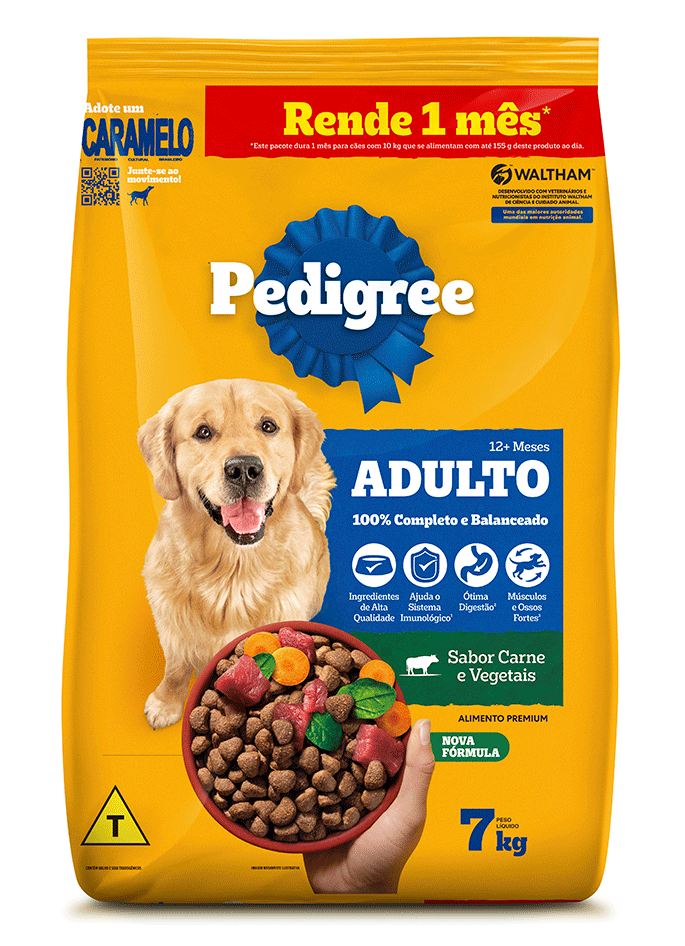 Ração Seca Pedigree Carne e Vegetais para Cães Adultos Raças Médias e Grandes - 7Kg