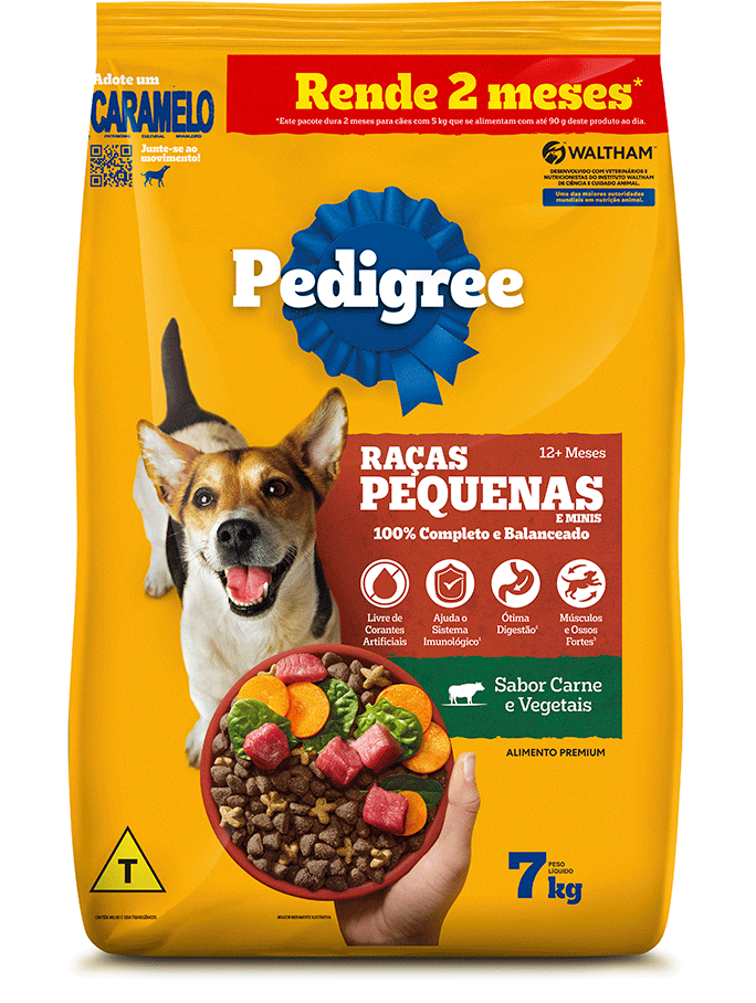 Ração Seca Pedigree Carne e Vegetais para Cães Adultos Raças Pequenas e Minis - 7Kg