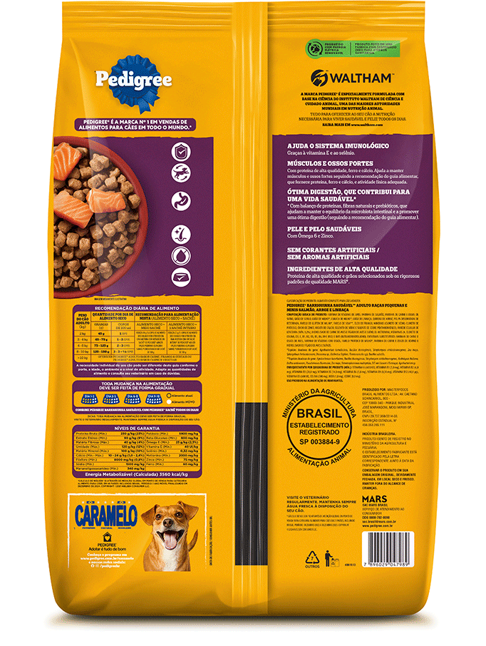Ração Seca Pedigree Barriguinha Saudável para Cães Adultos Raças Pequenas e Minis sabor Salmão - 7Kg