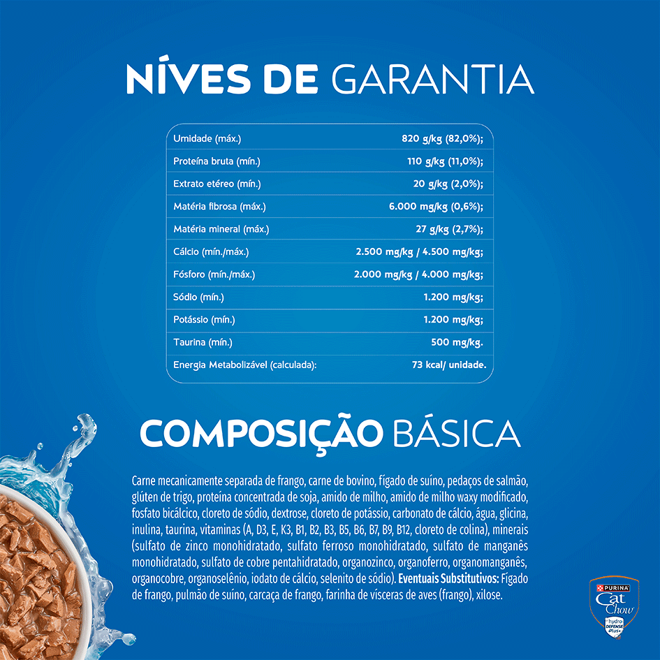 Ração Úmida Nestlé Purina Cat Chow Sachê Castrados Carne - 85 g