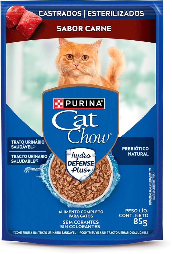 Ração Úmida Nestlé Purina Cat Chow Sachê Castrados Carne - 85 g