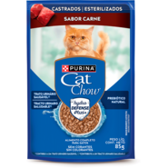 Ração Úmida Nestlé Purina Cat Chow Sachê Castrados Carne - 85 g
