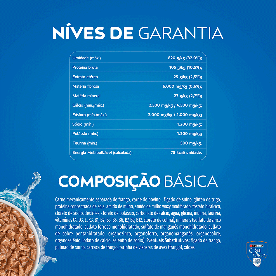 Ração Úmida Nestlé Purina Cat Chow Sachê Adultos Carne ao Molho - 85 g