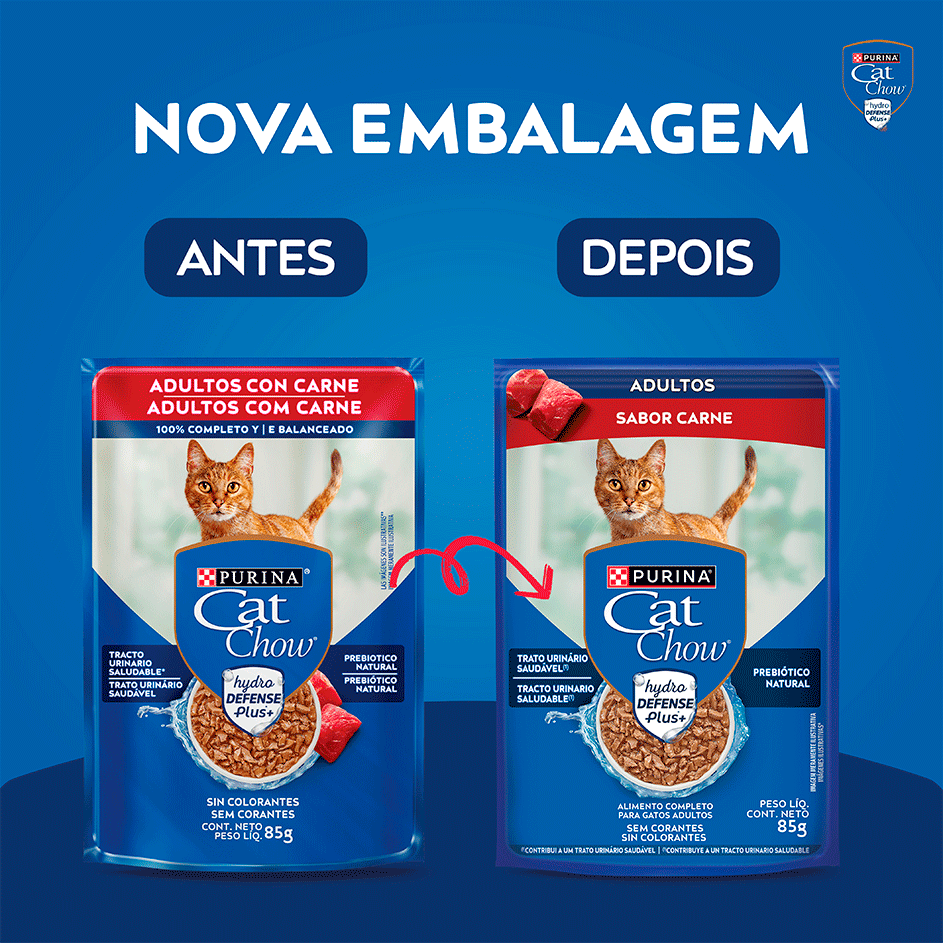 Ração Úmida Nestlé Purina Cat Chow Sachê Adultos Carne ao Molho - 85 g