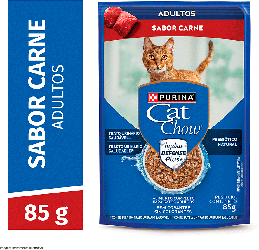 Ração Úmida Nestlé Purina Cat Chow Sachê Adultos Carne ao Molho - 85 g