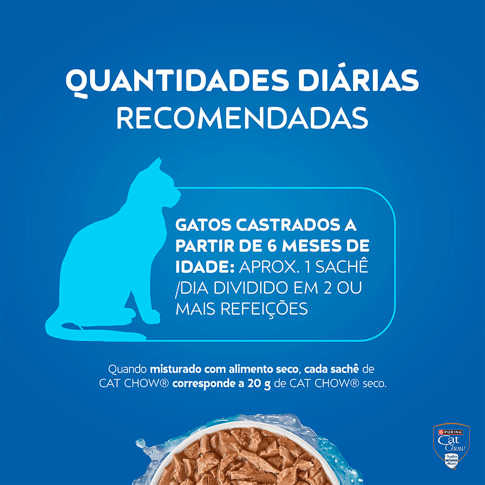 Ração Úmida Nestlé Purina Cat Chow Sachê Castrados Peixe ao Molho - 85 g