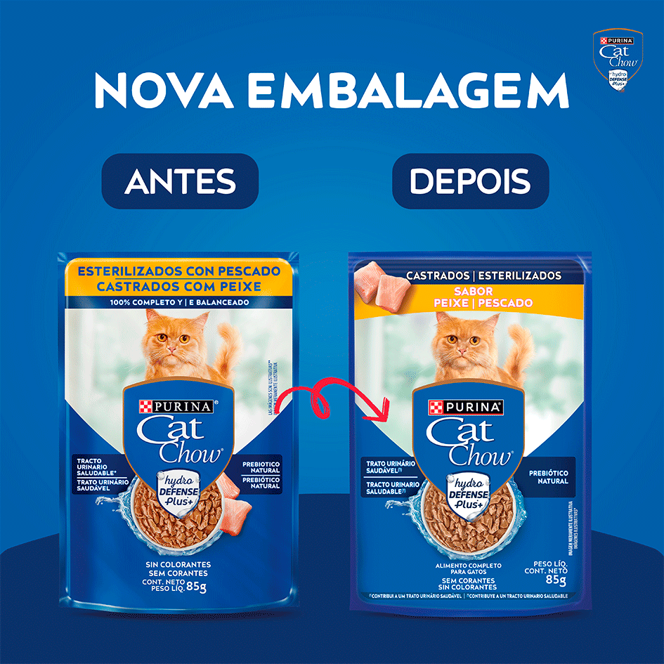 Ração Úmida Nestlé Purina Cat Chow Sachê Castrados Peixe ao Molho - 85 g