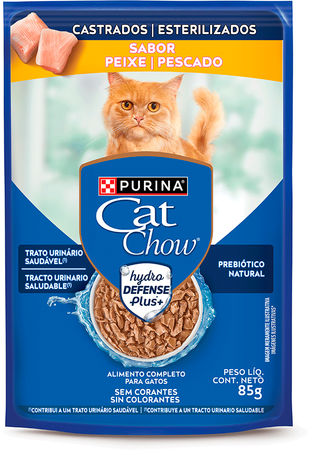 Ração Úmida Nestlé Purina Cat Chow Sachê Castrados Peixe ao Molho - 85 g