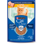 Ração Úmida Nestlé Purina Cat Chow Sachê Castrados Peixe ao Molho - 85 g