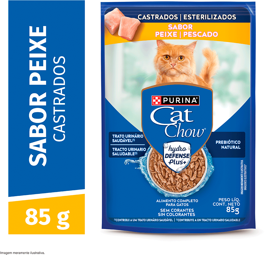 Ração Úmida Nestlé Purina Cat Chow Sachê Castrados Peixe ao Molho - 85 g