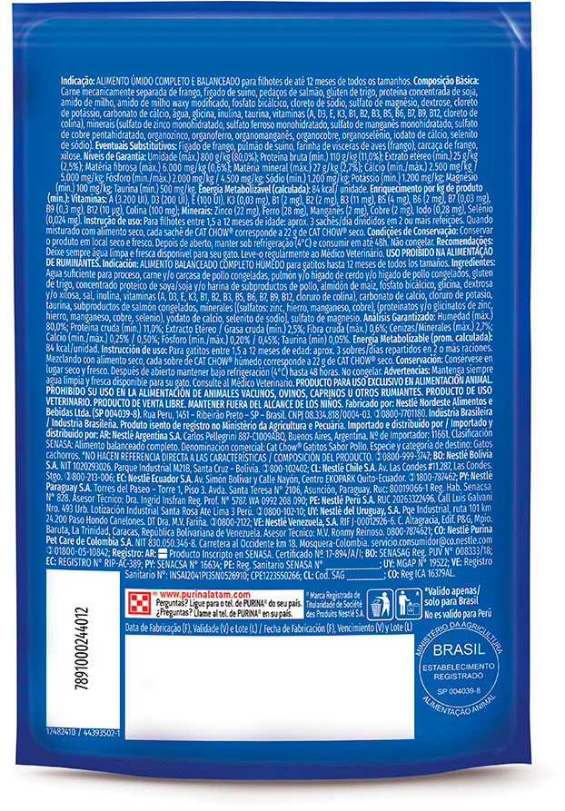 Ração Úmida Nestlé Purina Cat Chow Sachê Filhotes Frango ao Molho - 85 g