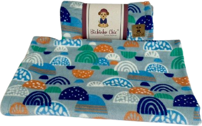 Cobertor Bichinho Chic Basic Azul Estampado para Cães e Gatos - Tam. M