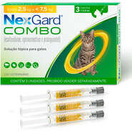 Antiparasitário NexGard Combo 10,8 mg para Gatos de 2,5 a 7,5Kg - 3 Pipetas
