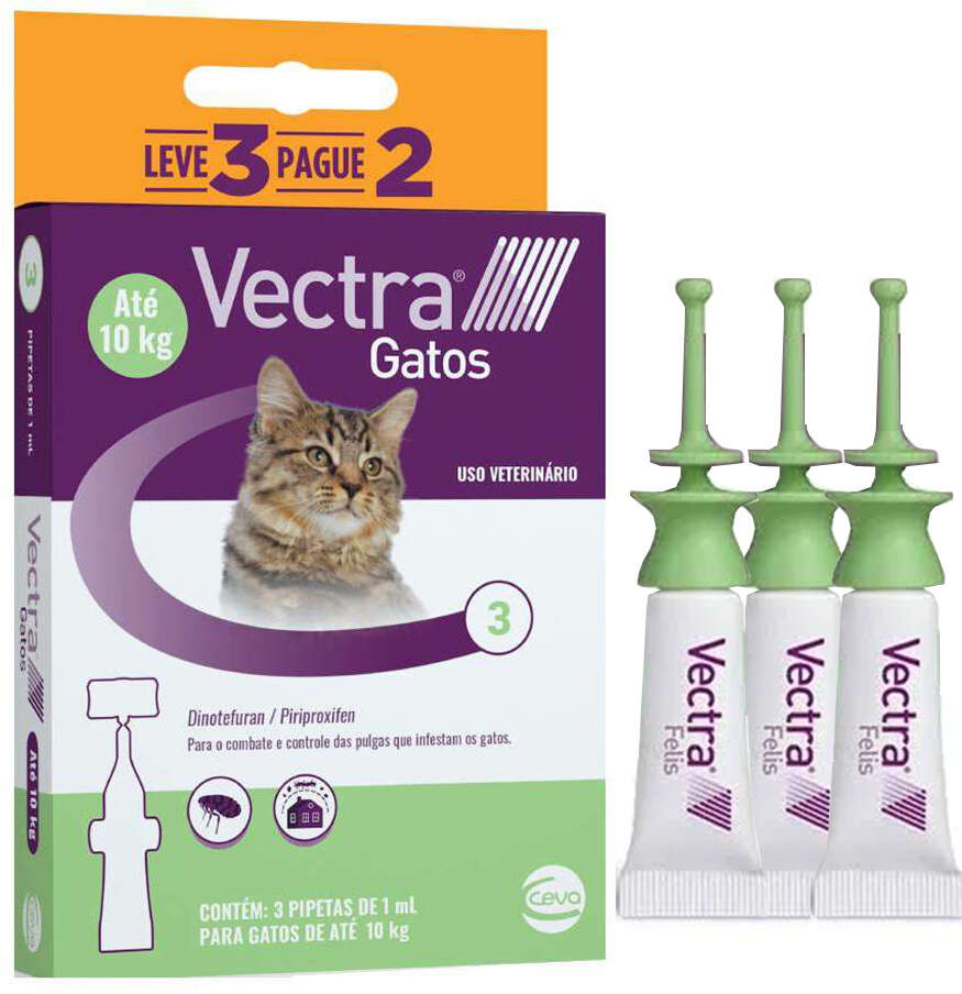 Antipulgas Ceva Vectra para Gatos até 10Kg - 3 Pipetas