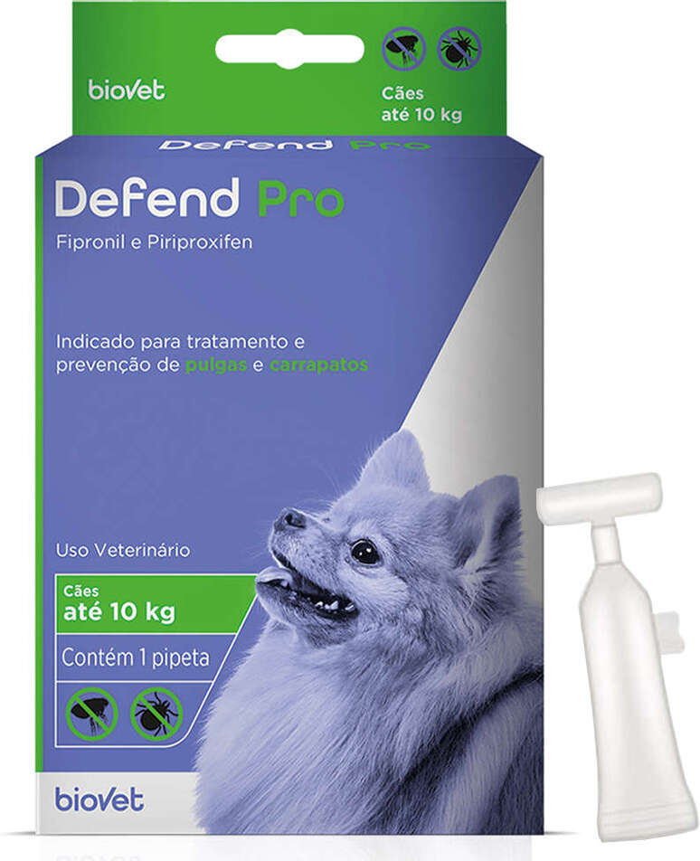 Antipulgas e Carrapatos Biovet Defend Pro para Cães até 10Kg - 1 Pipeta